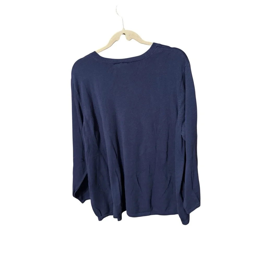 HTF Catherine's Navy Blue Fuzzy Polar Bear Soft Sweater Sz 3X Tub31